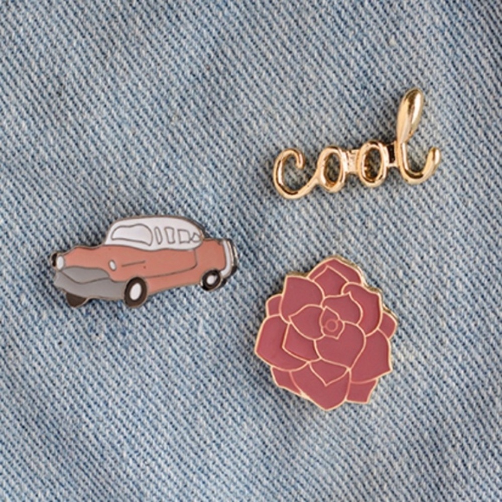 Cool Vintage Car Flower Enamel Pins - Picture 8 of 8